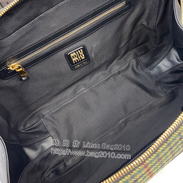miumiu專櫃繆繆最新款原廠羊毛千鳥格公事包 jh2333型號：5bb117，5bb163